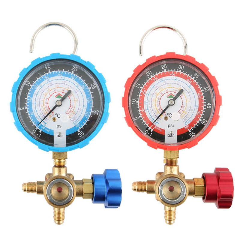 Pure Copper Refrigerant Pressure Gauge R134a/R410/R32/R22/R407C Air Conditioning and Fluoride Table Low/high Pressure