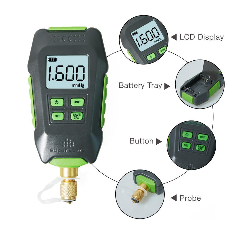 ST-VG90 Digital Vacuum Gauge Digital Display Electronic High-precision Pressure Counting Display Vacuum Gauge