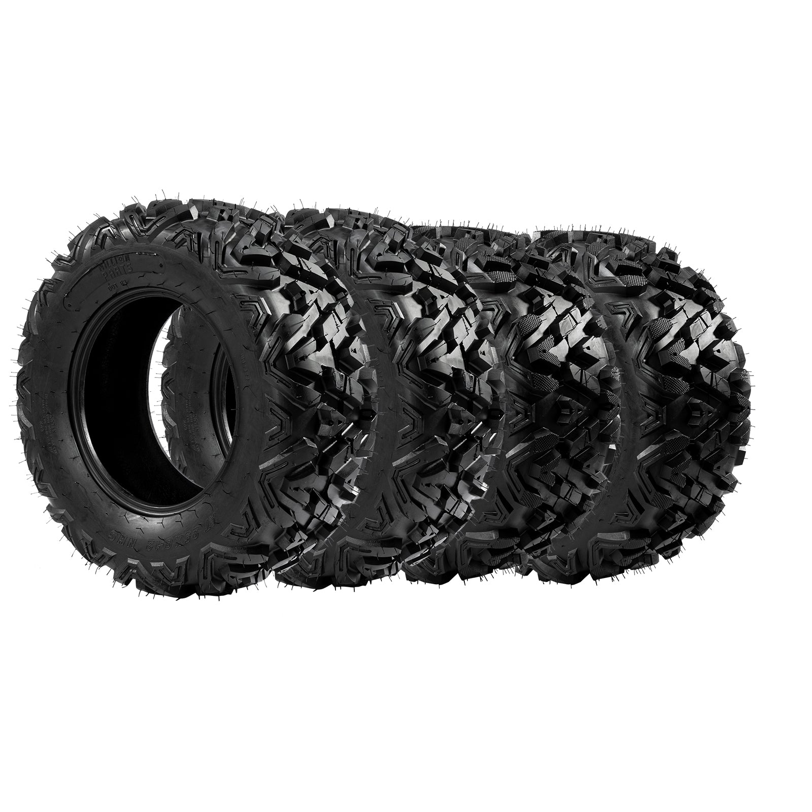 Complete Set of 4 All Terrain ATV UTV Tires 25x8-12 Front & 25x10-12 Rear 6PR Tubeless