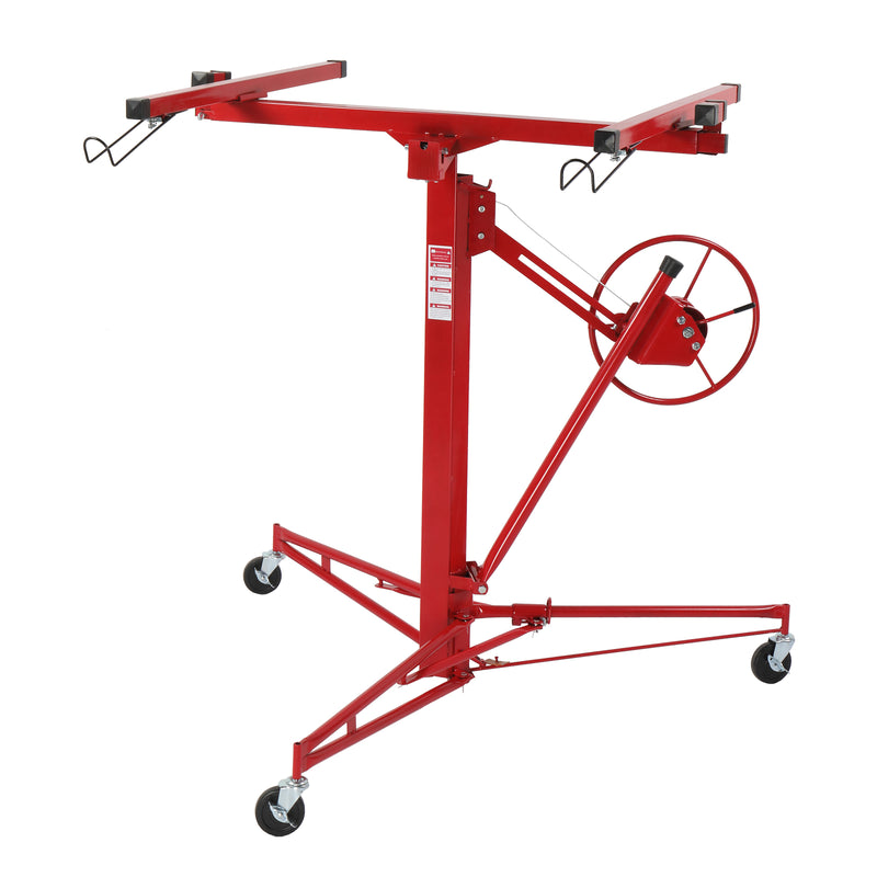 11ft Drywall Lift Panel Crane Rolling Casters Lift Construction Tools 150lbs Heavy Duty Bracket Red