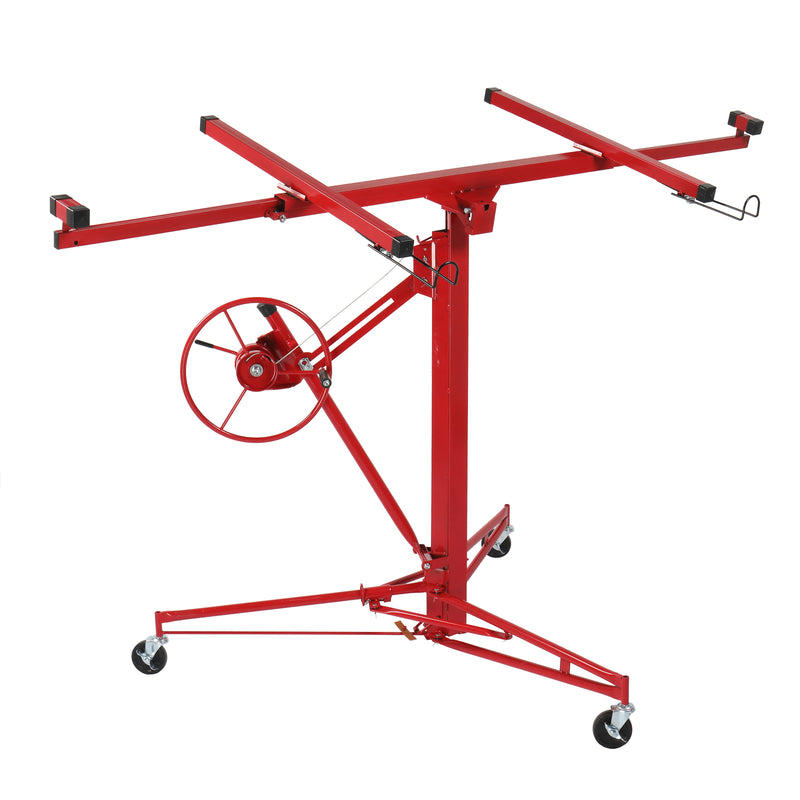 11ft Drywall Lift Panel Crane Rolling Casters Lift Construction Tools 150lbs Heavy Duty Bracket Red