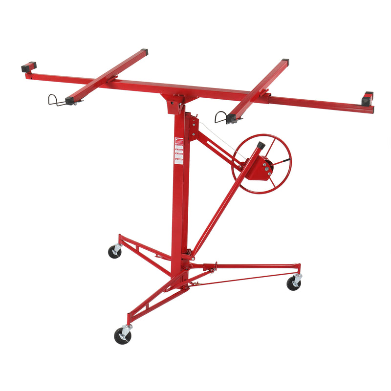 11ft Drywall Lift Panel Crane Rolling Casters Lift Construction Tools 150lbs Heavy Duty Bracket Red