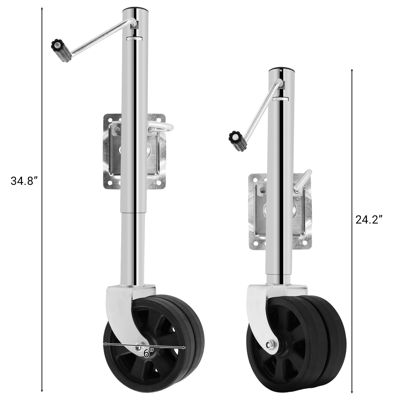 2000 lbs Boat Trailer Jack with 6”Wheel, Heavy Duty Marine Swivel Trailer Jack,  Zinc-Plated Finish for Boat, RV, Trailer, Camper