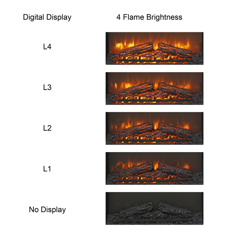 23" Electric Fireplace Slim Heater with Log Set and Realistic Flames, Remote Control with Timer