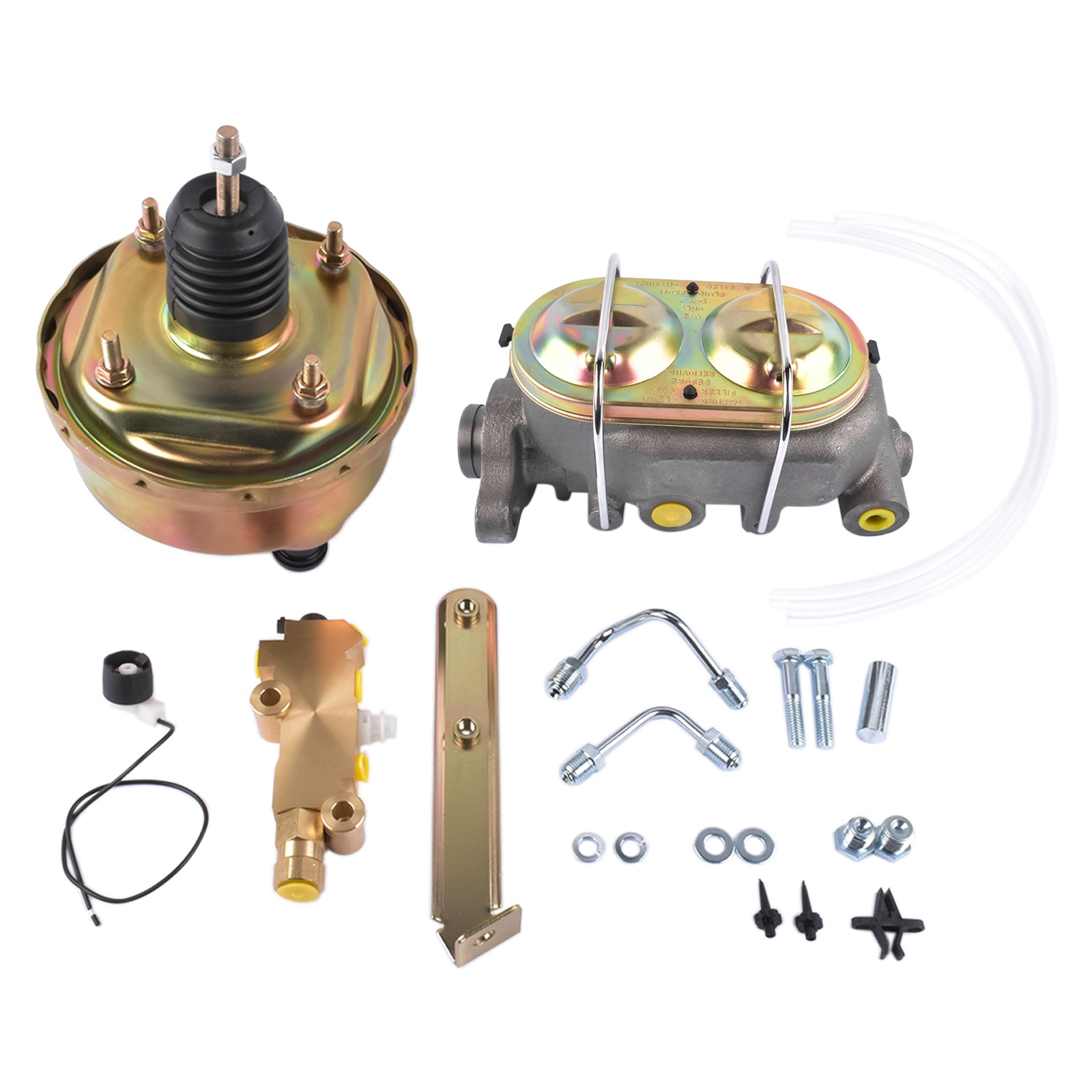 7" Single Zinc Power Brake Booster + 1" Bail Top Master Cylinder + Disc/Drum Proportioning Valve Kit