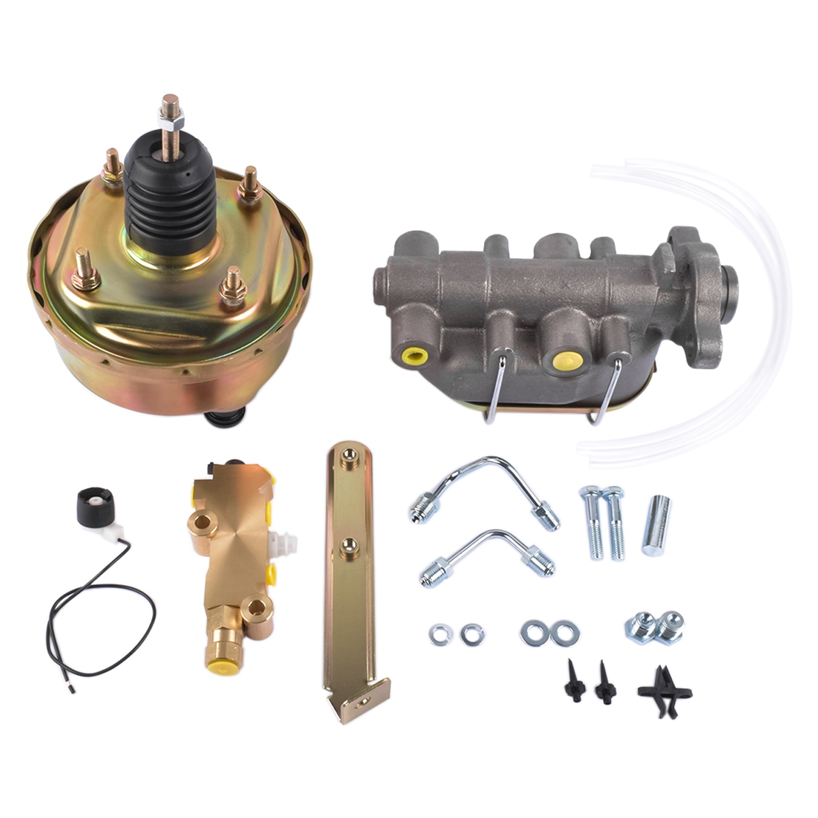 7" Single Zinc Power Brake Booster + 1" Bail Top Master Cylinder + Disc/Drum Proportioning Valve Kit