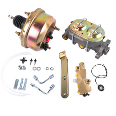 7" Single Zinc Power Brake Booster + 1" Bail Top Master Cylinder + Disc/Drum Proportioning Valve Kit