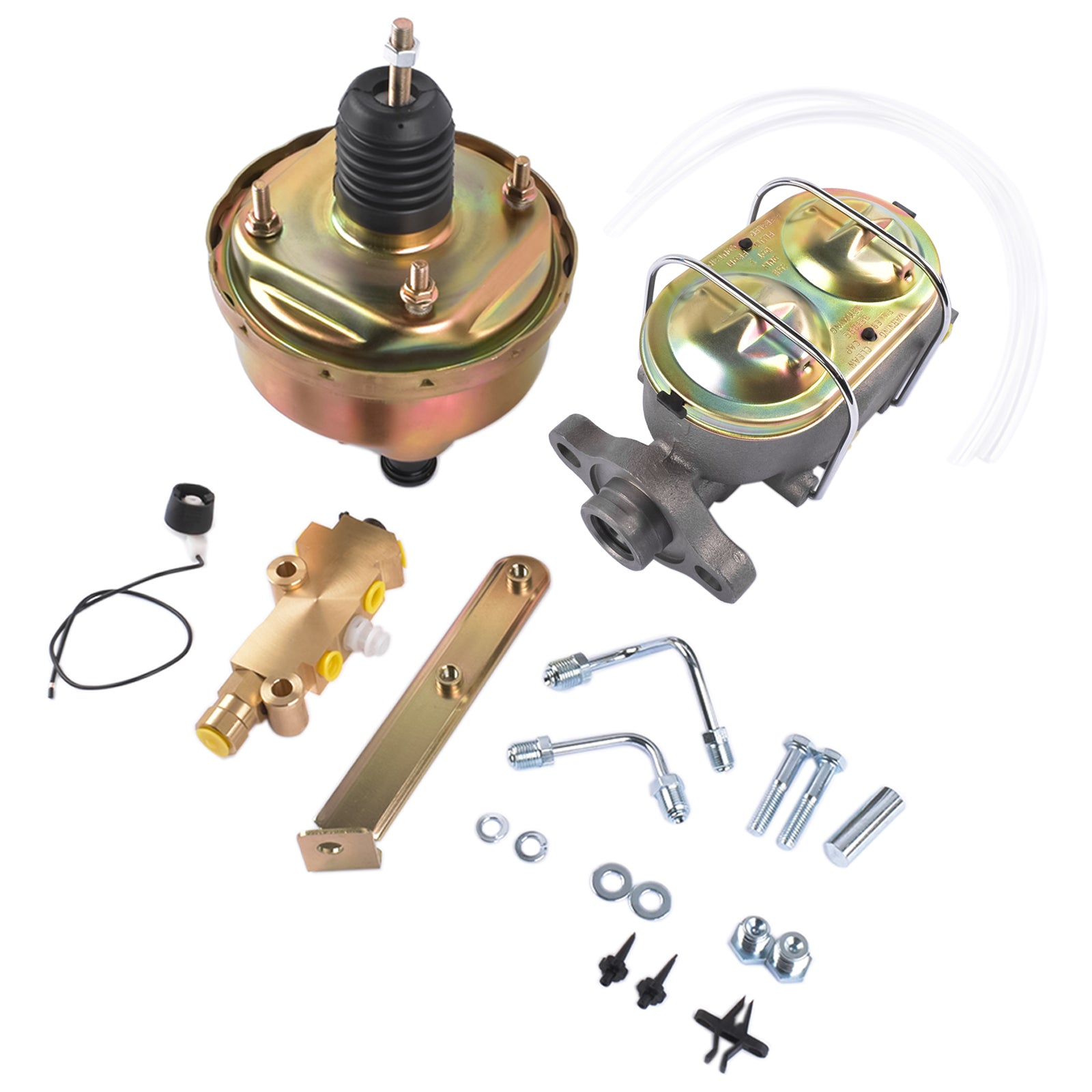 7" Single Zinc Power Brake Booster + 1" Bail Top Master Cylinder + Disc/Drum Proportioning Valve Kit