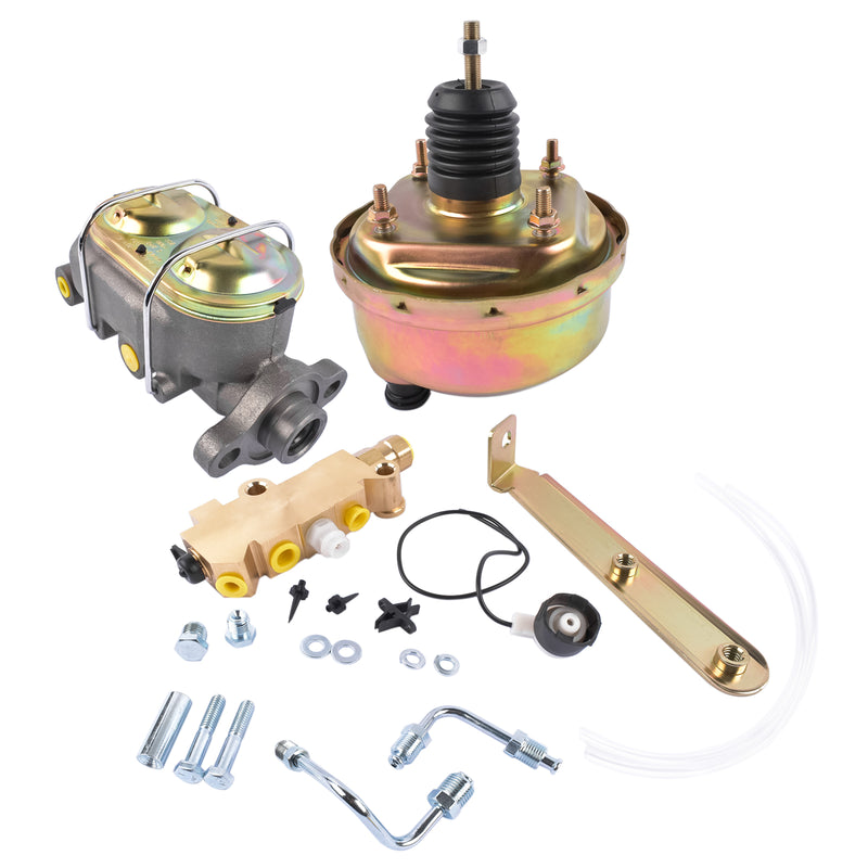 7" Single Zinc Power Brake Booster + 1" Bail Top Master Cylinder + Disc/Drum Proportioning Valve Kit