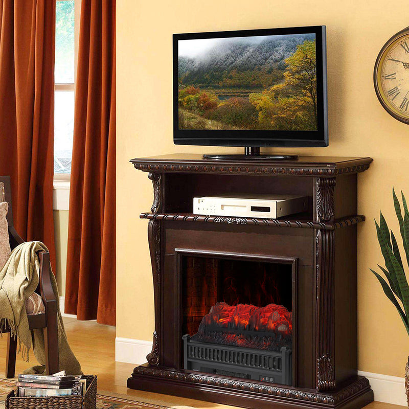 23 inch fake wood frameless built-in fireplace 1400W single color heating wire with small remote control black