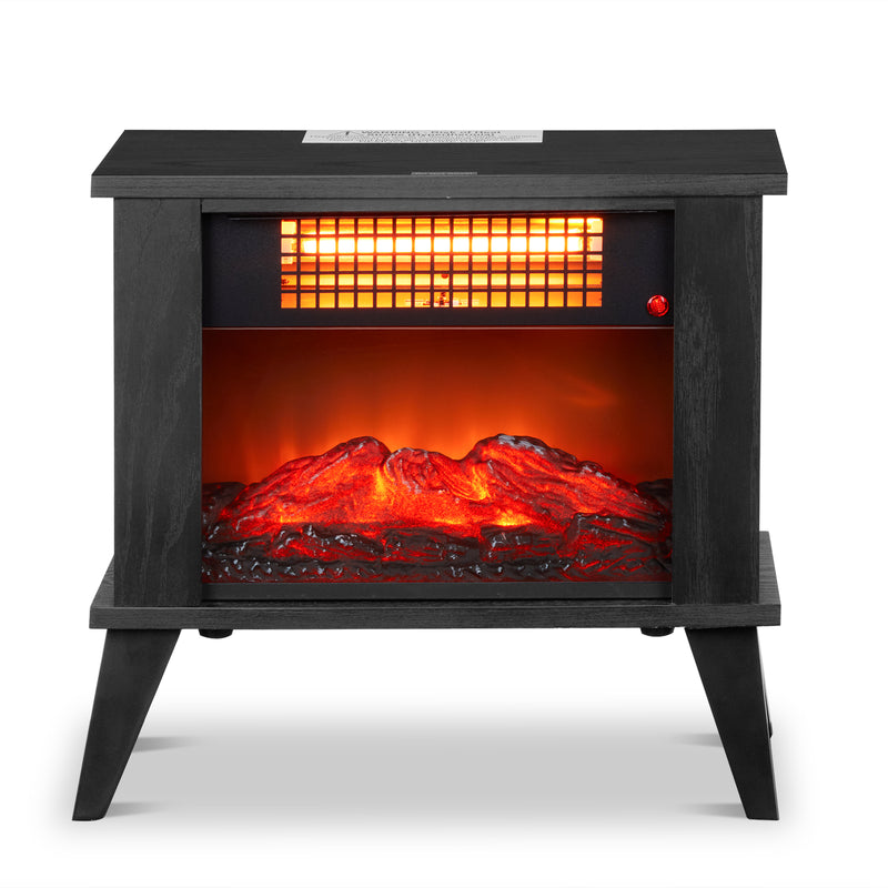 15 Inch Electric Fireplace Heater, Free Standing with 3D Realistic Flames 1000W Portable Electric Heater Black