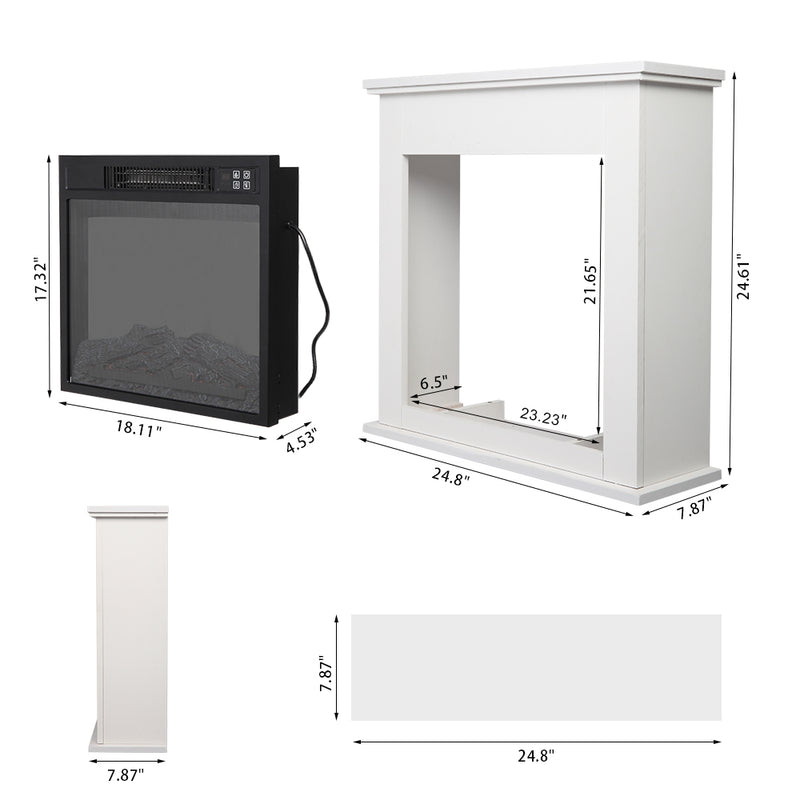 18-inch white wooden cabinet 1400W single color heating wire with small remote control movement black