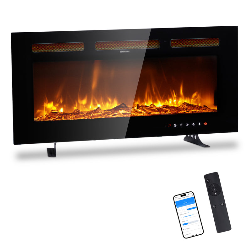 36 Inch Smart WiFi Electric Fireplace Insert 1500W Wall Mounted Freestanding Fireplace Heater with Remote Control, 12 Colors Adjustable