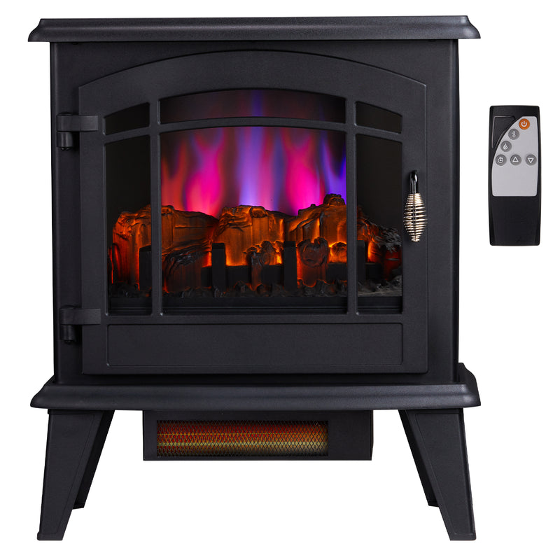 20" Electric Fireplace Stove with 3 Level Dimmable Flame Effect Remote Control 1400W Black