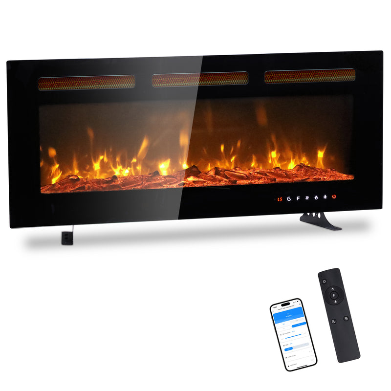 40 Inch Smart WiFi Electric Fireplace Insert 1500W Wall Mounted Freestanding Fireplace Heater