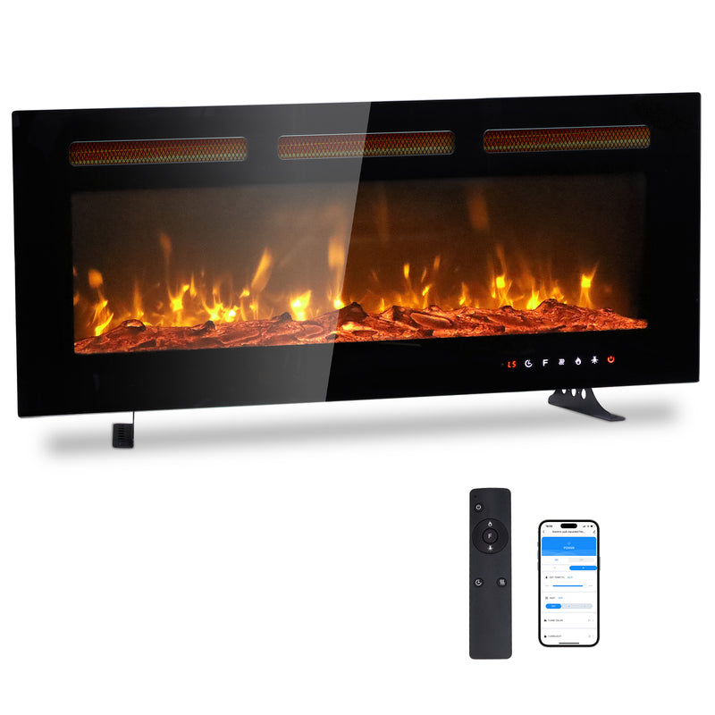 40 Inch Smart WiFi Electric Fireplace Insert 1500W Wall Mounted Freestanding Fireplace Heater