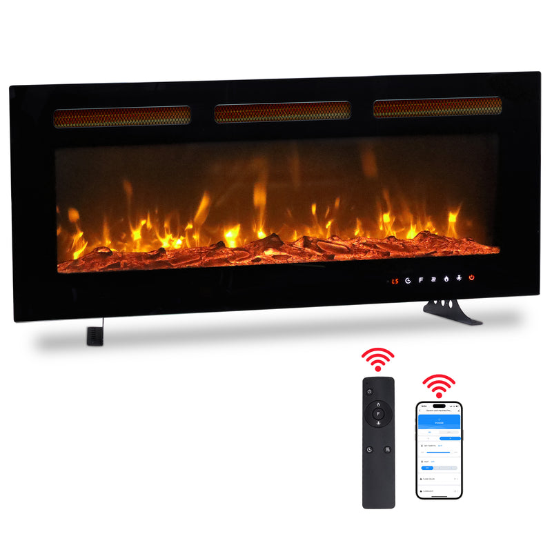 40 Inch Smart WiFi Electric Fireplace Insert 1500W Wall Mounted Freestanding Fireplace Heater