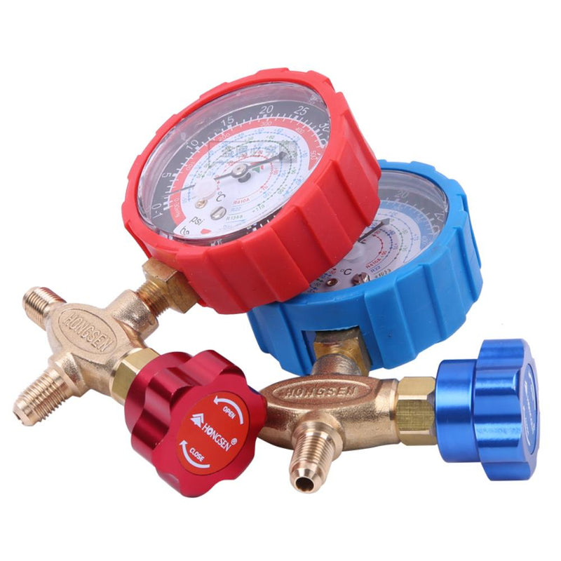 Pure Copper Refrigerant Pressure Gauge R134a/R410/R32/R22/R407C Air Conditioning and Fluoride Table Low/high Pressure