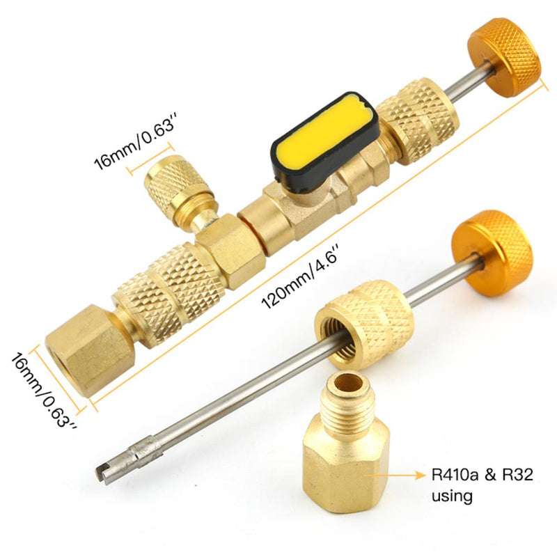 R410A R22 Valve Core Remover Installer Tool with Dual Size  1/4 & 5/16 Port for R404A R407C R134A R12 R32 HVAC System