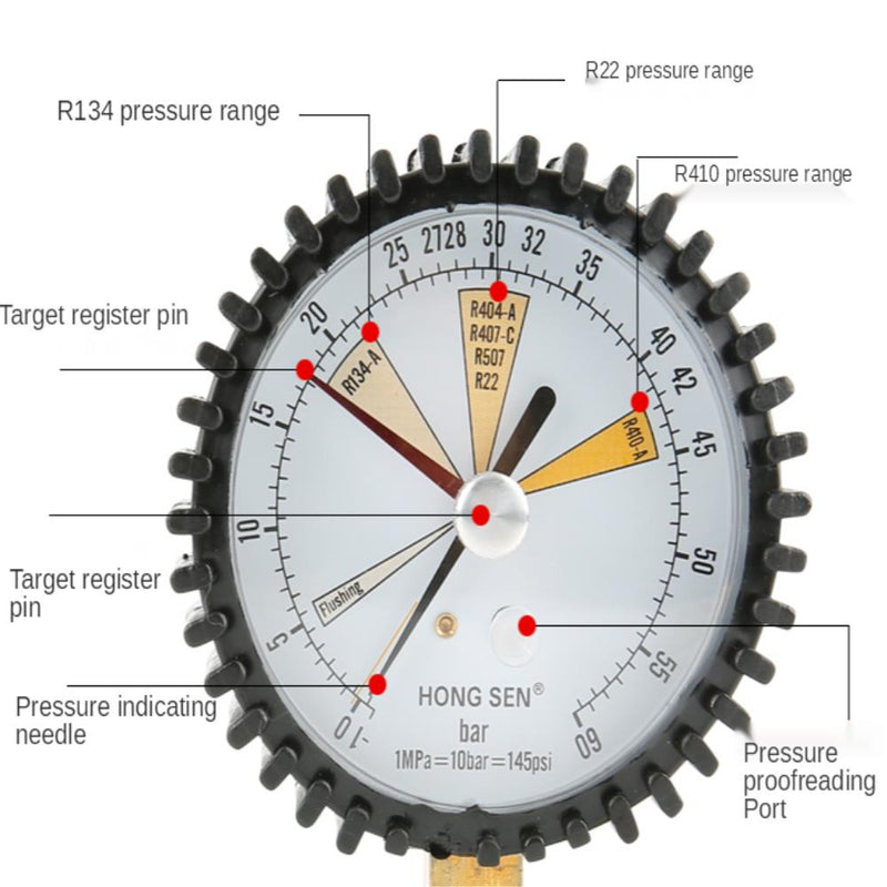 HS-NG Flex Hose With Valve Gauge for Nitrogen Pressure Test Table Air Conditioning Refrigeration