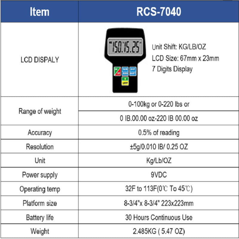 RCS-7040 Electronic Digital HVAC A/C Refrigerant Charging Scale Freon Weight with Case