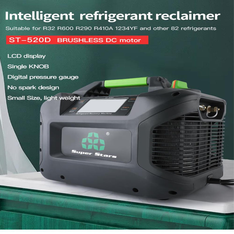 Refrigerant Recovery Machine ST-520D HVAC Portable Air Condition Compressor with Pipe Fitting 1/2 HP for CFC HFC HCFC