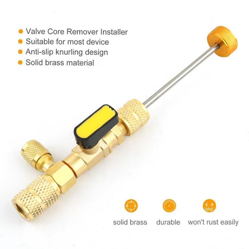 R410A R22 Valve Core Remover Installer Tool with Dual Size  1/4 & 5/16 Port for R404A R407C R134A R12 R32 HVAC System