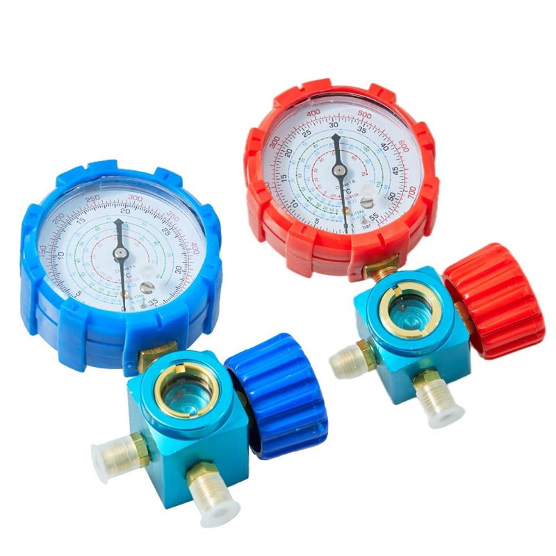 Pure Copper Refrigerant Pressure Gauge R134a/R410/R32/R22/R407C Air Conditioning and Fluoride Table Low/high Pressure