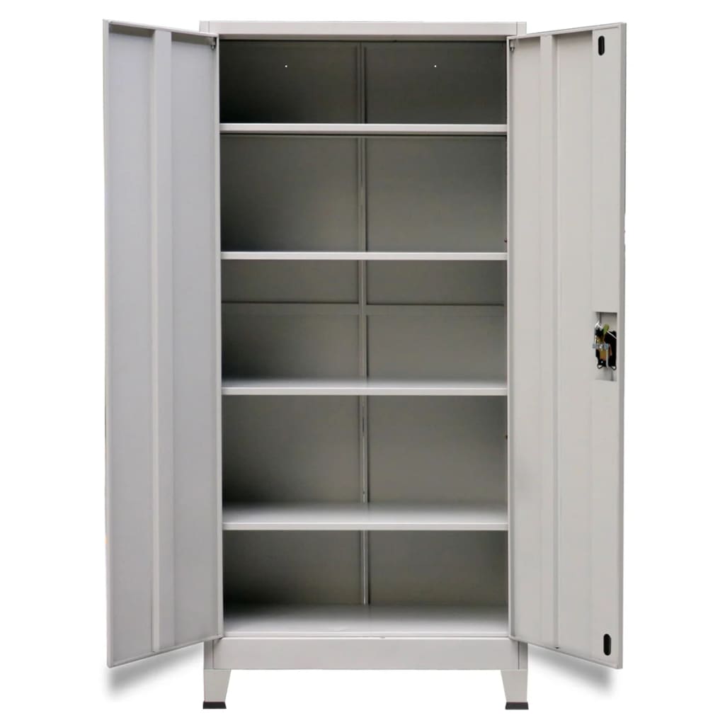 Gray Steel Office Cabinet 2 Doors 35.4x15.7x70.9 Durable Storage