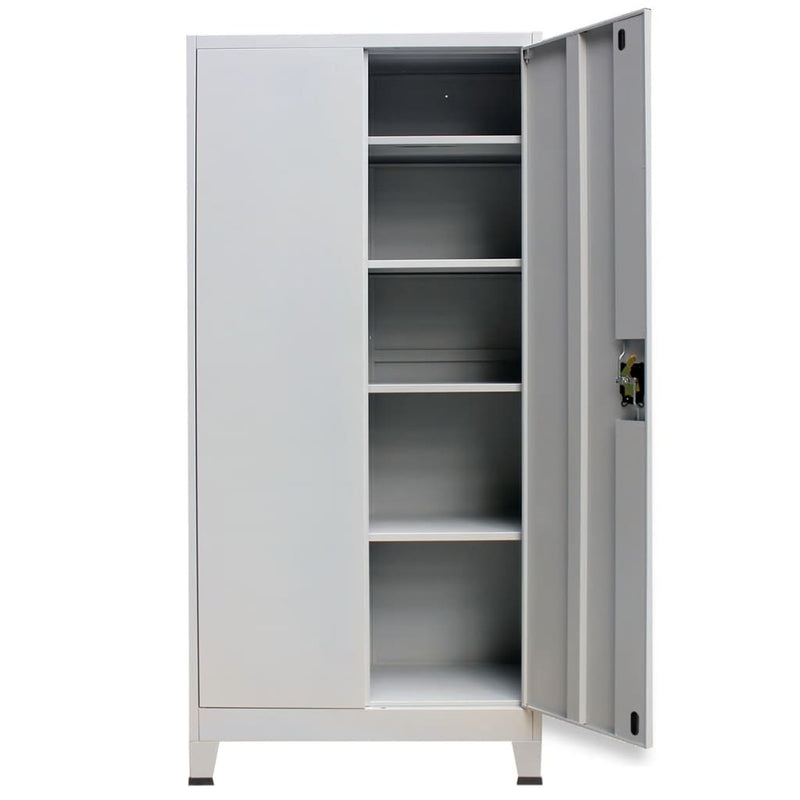 Gray Steel Office Cabinet 2 Doors 35.4x15.7x70.9 Durable Storage