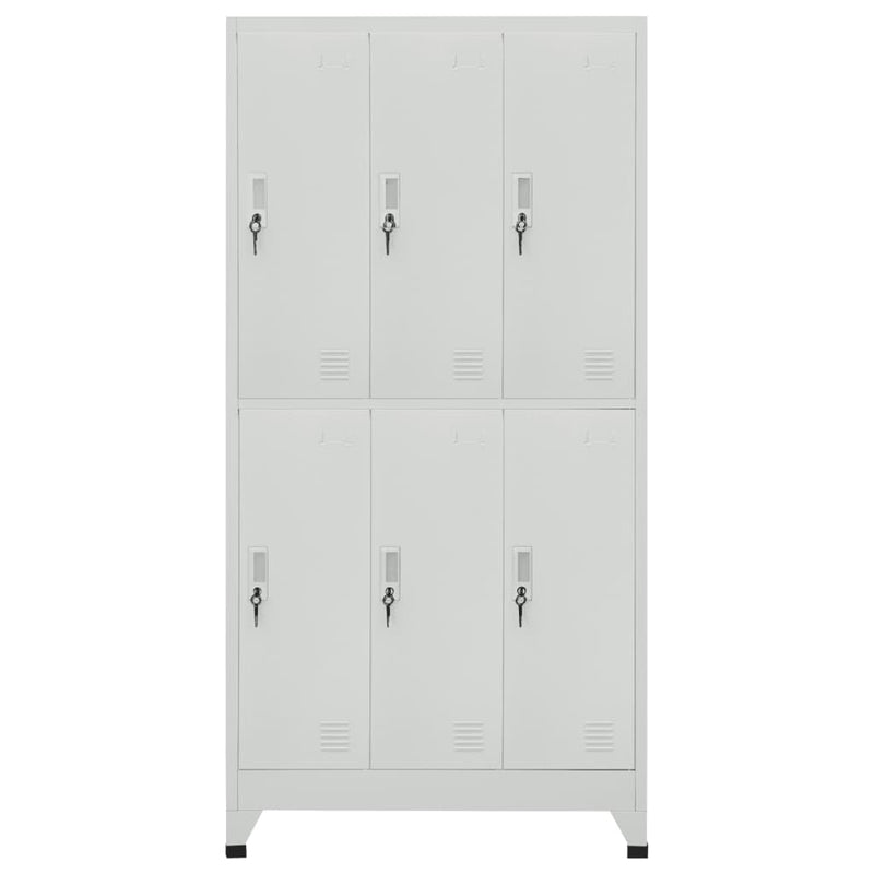 Steel Locker Cabinet with 6 Compartments 35.4x17.7x70.9 Gray