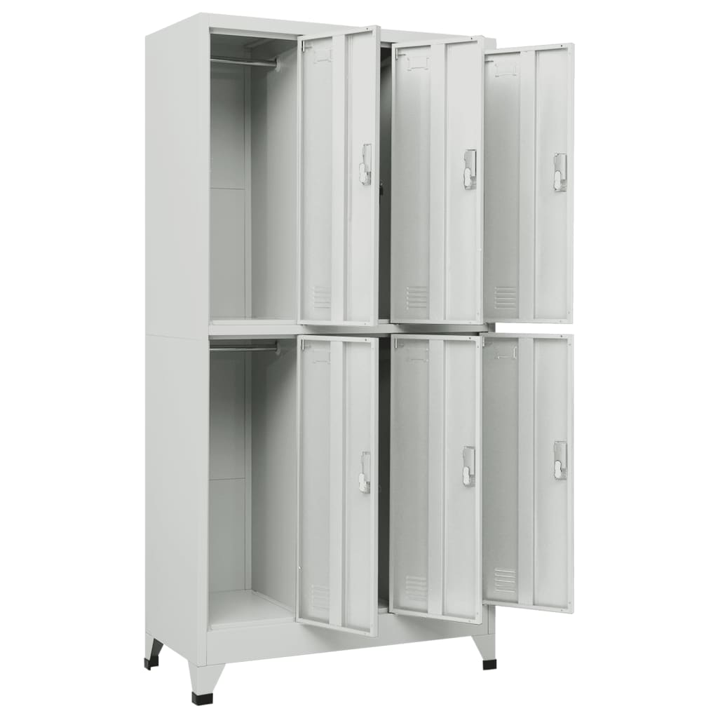 Steel Locker Cabinet with 6 Compartments 35.4x17.7x70.9 Gray