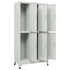 Steel Locker Cabinet with 6 Compartments 35.4x17.7x70.9 Gray