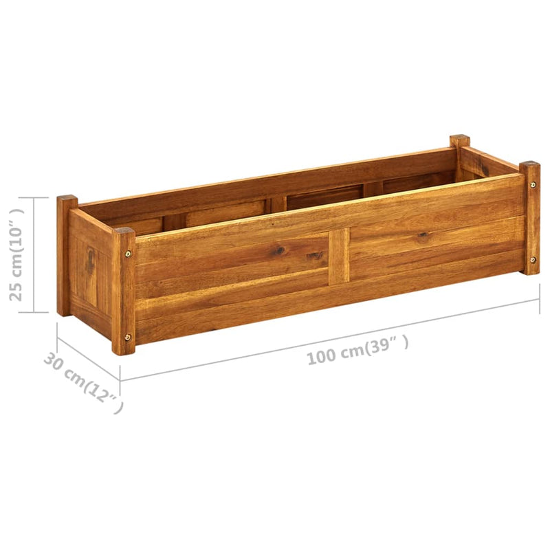 Acacia Wood Raised Garden Bed 39.4 x 11.8 x 9.8 Inches