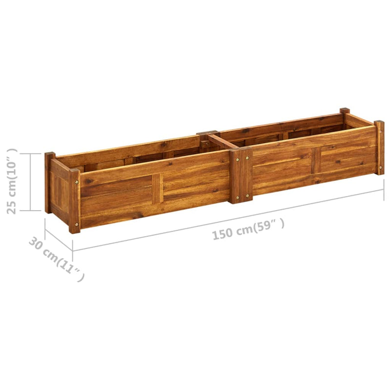 Acacia Wood Garden Raised Bed 59 x 11.8 x 9.8 Inches