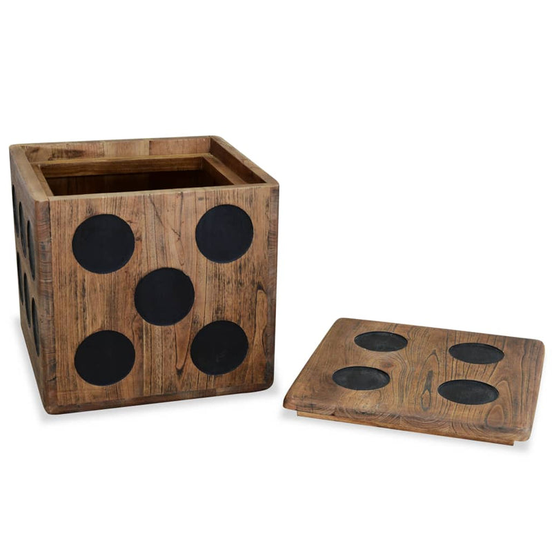 15.7x15.7x15.7 Mindi Wood Storage Box with Dice Design