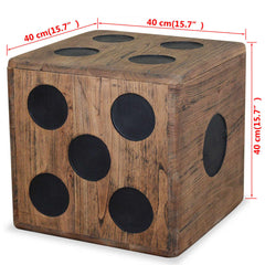 15.7x15.7x15.7 Mindi Wood Storage Box with Dice Design