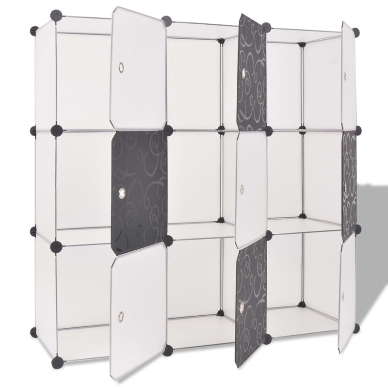 Storage Cube Organizer with 9 Compartments Black and White