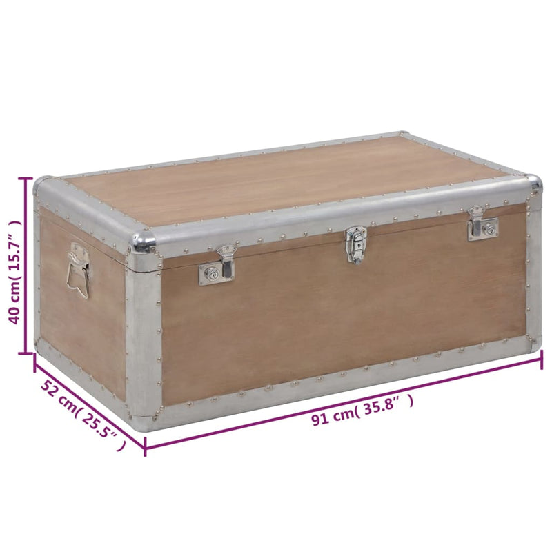 Storage Box in Solid Fir Wood 35.8x20.5x15.7 Brown