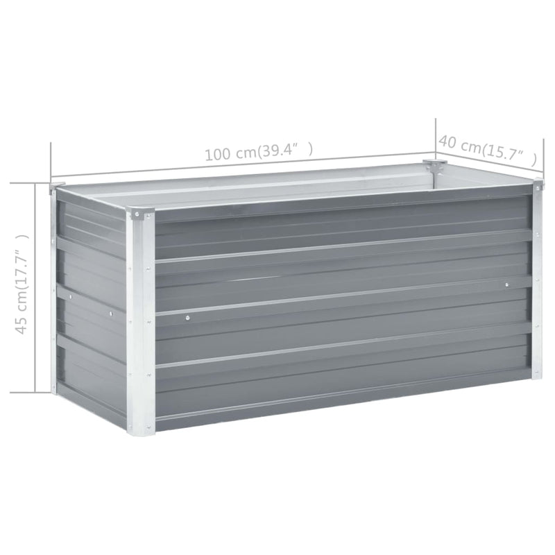 Gray Galvanized Steel Raised Garden Bed 39.4x15.7x17.7