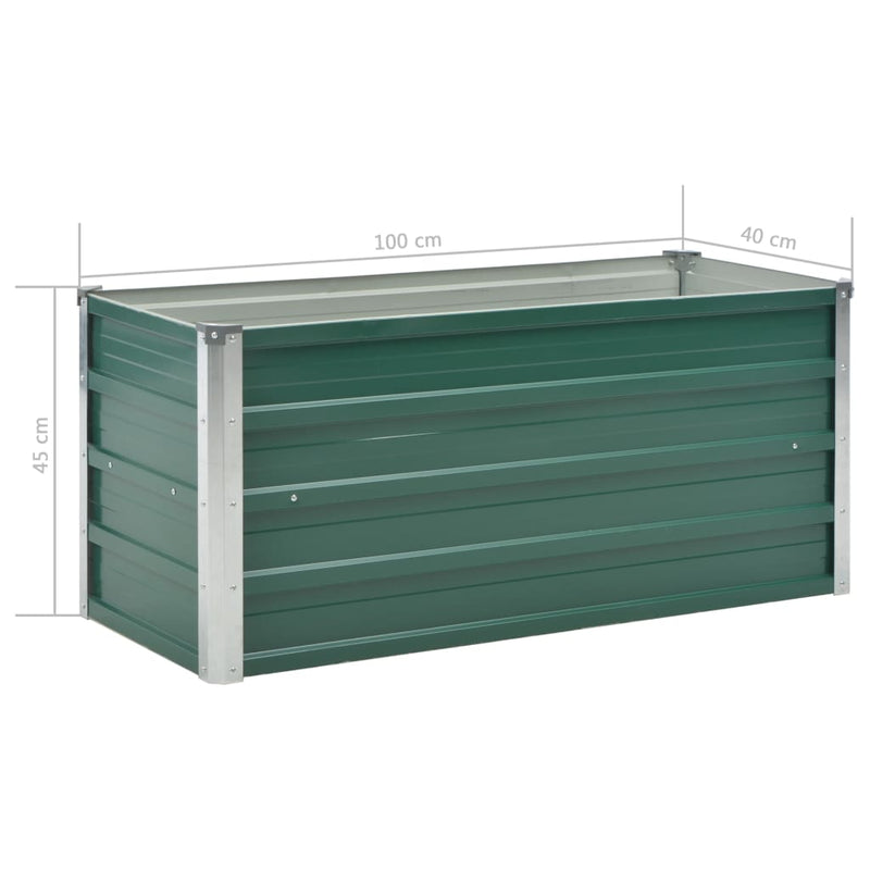 Green Galvanized Steel Garden Raised Bed 39.4 x 15.7 x 17.7 Inches