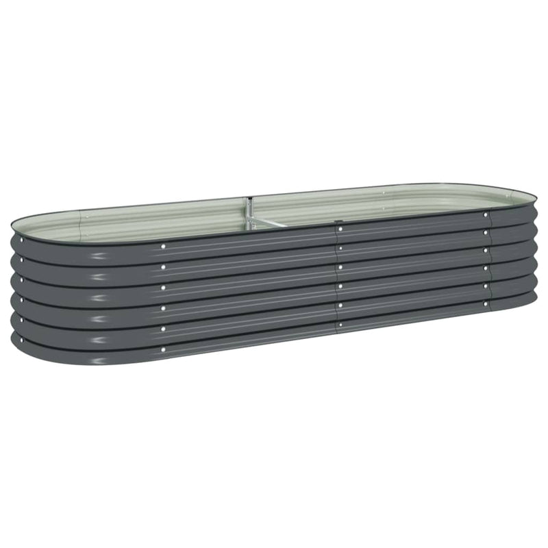 Gray Galvanized Steel Raised Garden Bed 94.5 x 31.5 x 17.3 Inches