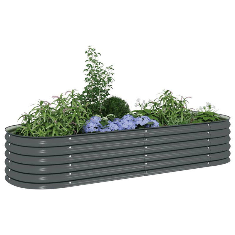 Gray Galvanized Steel Raised Garden Bed 94.5 x 31.5 x 17.3 Inches