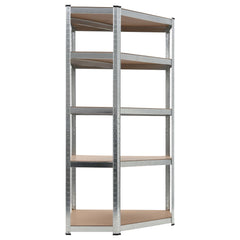 5-Layer Corner Shelf Silver Steel and Engineered Wood