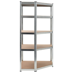 5-Layer Corner Shelf Silver Steel and Engineered Wood