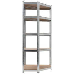 5-Layer Corner Shelf Silver Steel and Engineered Wood