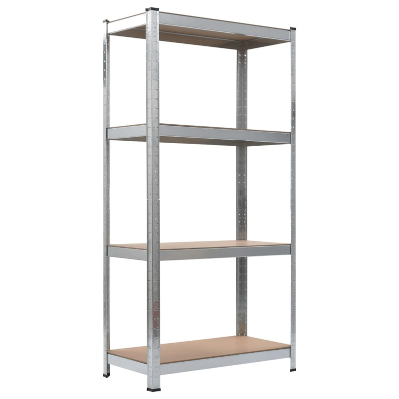 4-Layer Storage Shelf Silver Steel and Engineered Wood