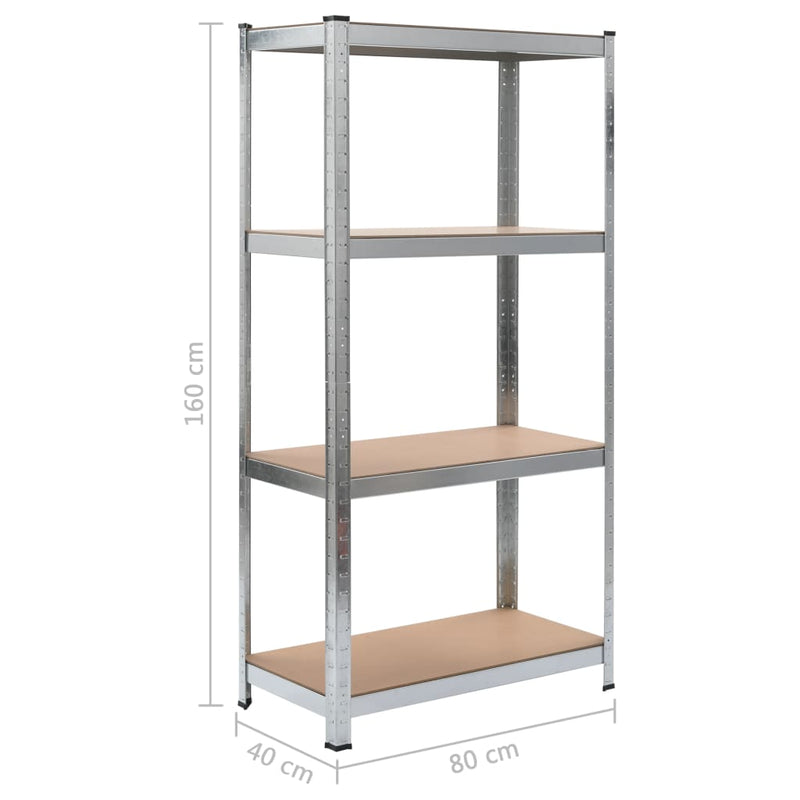 4-Layer Storage Shelf Silver Steel and Engineered Wood