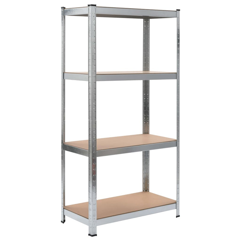 4-Layer Shelves 2 pcs Silver Steel and Engineered Wood