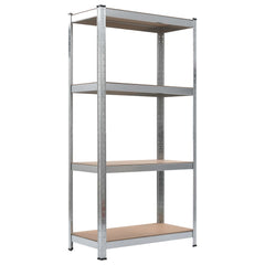 4-Layer Shelves 2 pcs Silver Steel and Engineered Wood